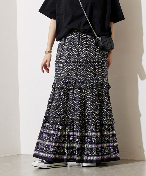 新品　sara mallika サラマリカ　ロングスカート　フレアスカート SARA MALLIKA/サラマリカ】POLY TAFFETA SHIRRING SK：スカート