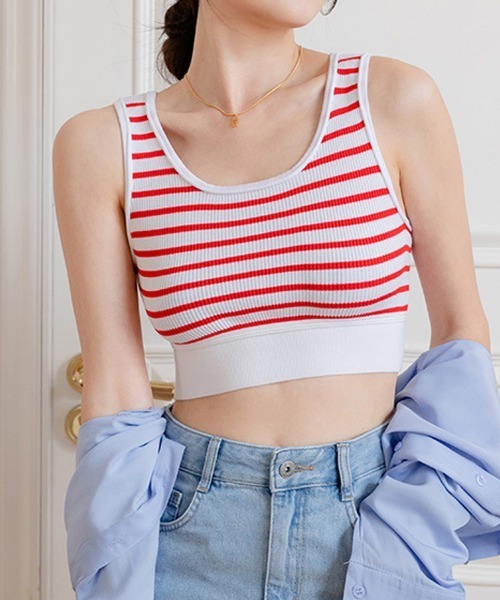 Doux Belle(ドゥーベル)の「ラウンドネックボーダータンクトップ(タンクトップ・レディース・レッド/ブラック/ホワイト・SMALL/MEDIUM/LARGE/X-LARGE)」の1枚目の写真