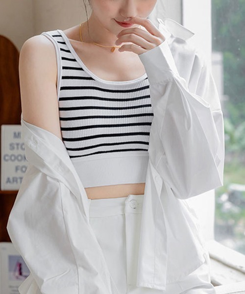 Doux Belle(ドゥーベル)の「ラウンドネックボーダータンクトップ(タンクトップ・レディース・レッド/ブラック/ホワイト・SMALL/MEDIUM/LARGE/X-LARGE)」の11枚目の写真