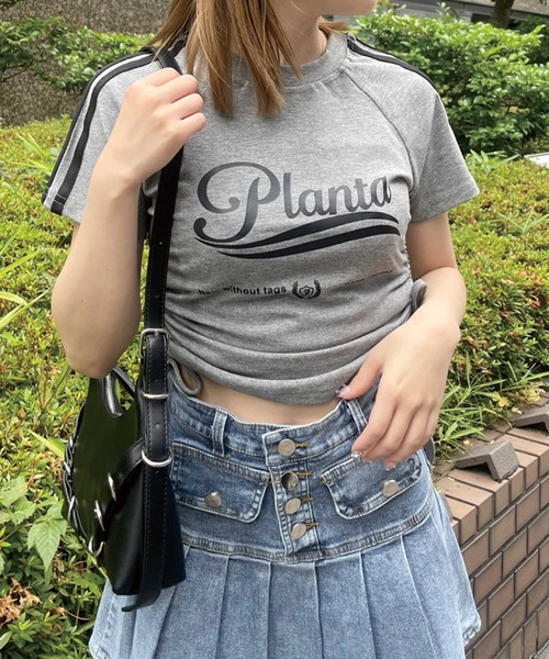 SPIGA（スピーガ）の「ｻｲﾄﾞｼｬｰﾘﾝｸﾞﾗｲﾝﾛｺﾞTｼｬﾂ（Tシャツ/カットソー・レディース・ホワイト/グレー/ブラック・FREE）」の3枚目の写真