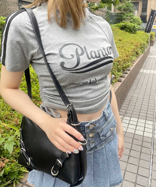 SPIGA（スピーガ）の「ｻｲﾄﾞｼｬｰﾘﾝｸﾞﾗｲﾝﾛｺﾞTｼｬﾂ（Tシャツ/カットソー・レディース・ホワイト/グレー/ブラック・FREE）」の4枚目の写真