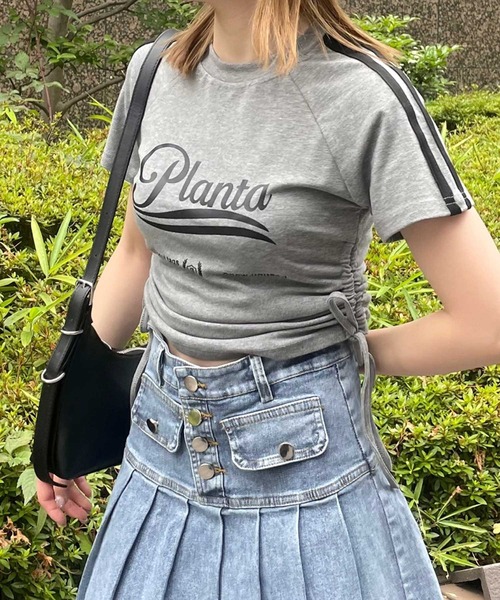 SPIGA（スピーガ）の「ｻｲﾄﾞｼｬｰﾘﾝｸﾞﾗｲﾝﾛｺﾞTｼｬﾂ（Tシャツ/カットソー・レディース・ホワイト/グレー/ブラック・FREE）」の9枚目の写真