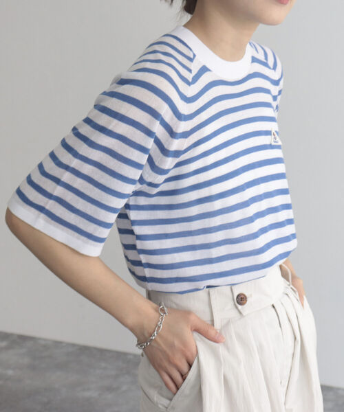 GEVACO（ゲバコ）の「【GEVACO/ゲバコ】ボーダーニットT（Tシャツ/カットソー・レディース・ブルー系その他/ネイビー系1/ブラック系その他・38）」の7枚目の写真