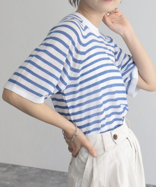 GEVACO（ゲバコ）の「【GEVACO/ゲバコ】ボーダーニットT（Tシャツ/カットソー・レディース・ブルー系その他/ネイビー系1/ブラック系その他・38）」の8枚目の写真