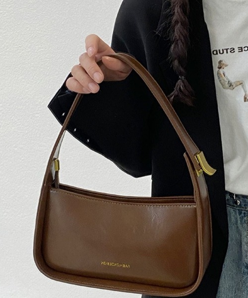 Silly（シリー）の「レザーライクスクエアワンショルダーバッグ（ハンドバッグ・レディース・ブラウン/ホワイト/ブラック・FREE）」の3枚目の写真