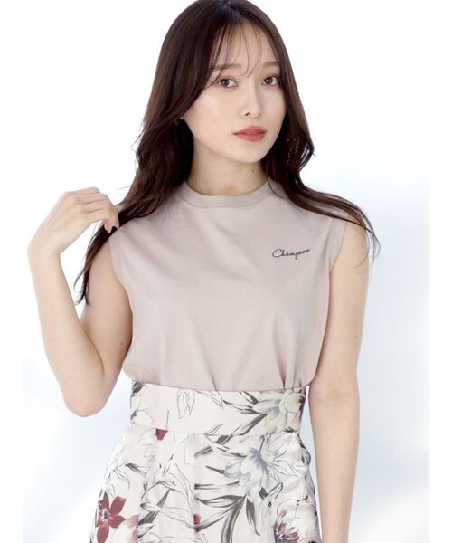 Champion（チャンピオン）の「Champion別注ロゴ入りノースリTシャツ（Tシャツ/カットソー・レディース・オフホワイト/グリーン/ベージュ・FREE）」の12枚目の写真