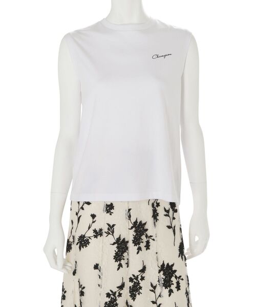 Champion（チャンピオン）の「Champion別注ロゴ入りノースリTシャツ（Tシャツ/カットソー・レディース・オフホワイト/グリーン/ベージュ・FREE）」の20枚目の写真