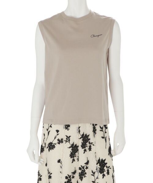 Champion（チャンピオン）の「Champion別注ロゴ入りノースリTシャツ（Tシャツ/カットソー・レディース・オフホワイト/グリーン/ベージュ・FREE）」の21枚目の写真