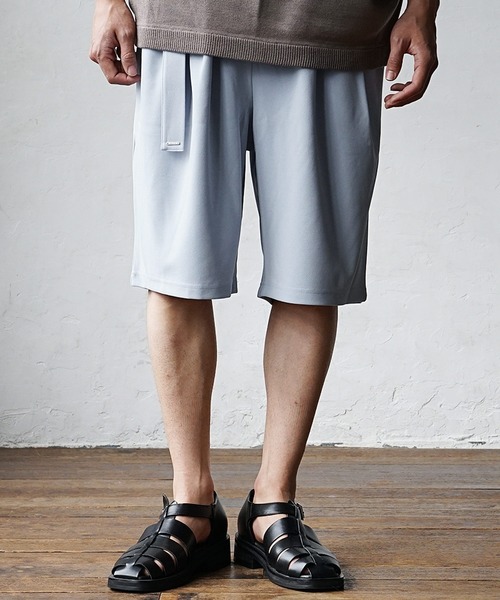 MinoriTY(マイノリティ)の「【MinoriTY】ベルト付きワイドハーフパンツ ショートパンツ ショーツ メンズ 無地 秋服 夏服(その他パンツ・メンズ・ライトグレー/ブラック/ブルー/パープル・M/L)」の4枚目の写真