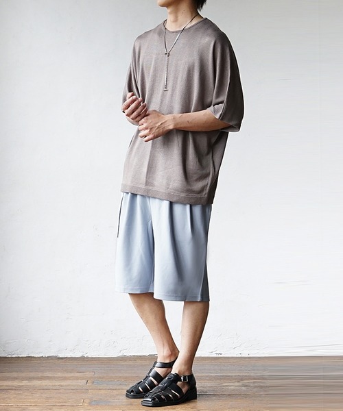 MinoriTY(マイノリティ)の「【MinoriTY】ベルト付きワイドハーフパンツ ショートパンツ ショーツ メンズ 無地 秋服 夏服(その他パンツ・メンズ・ライトグレー/ブラック/ブルー/パープル・M/L)」の9枚目の写真