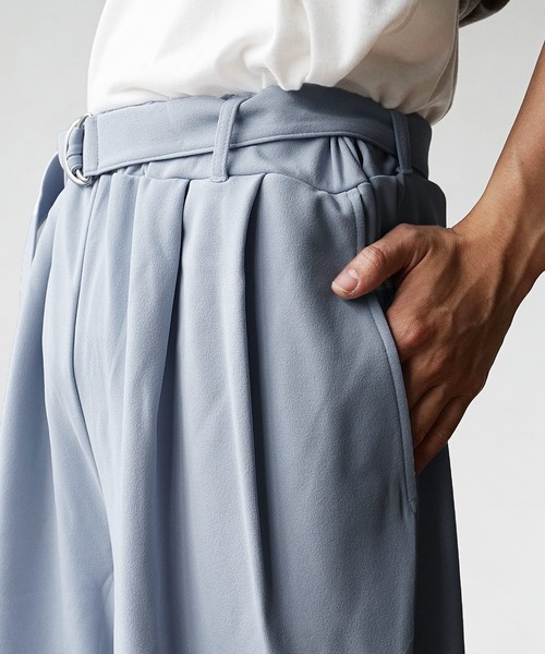 MinoriTY(マイノリティ)の「【MinoriTY】ベルト付きワイドハーフパンツ ショートパンツ ショーツ メンズ 無地 秋服 夏服(その他パンツ・メンズ・ライトグレー/ブラック/ブルー/パープル・M/L)」の18枚目の写真