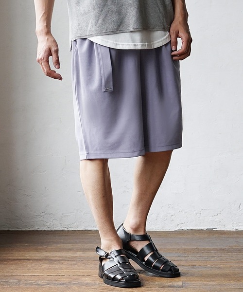 MinoriTY(マイノリティ)の「【MinoriTY】ベルト付きワイドハーフパンツ ショートパンツ ショーツ メンズ 無地 秋服 夏服(その他パンツ・メンズ・ライトグレー/ブラック/ブルー/パープル・M/L)」の7枚目の写真