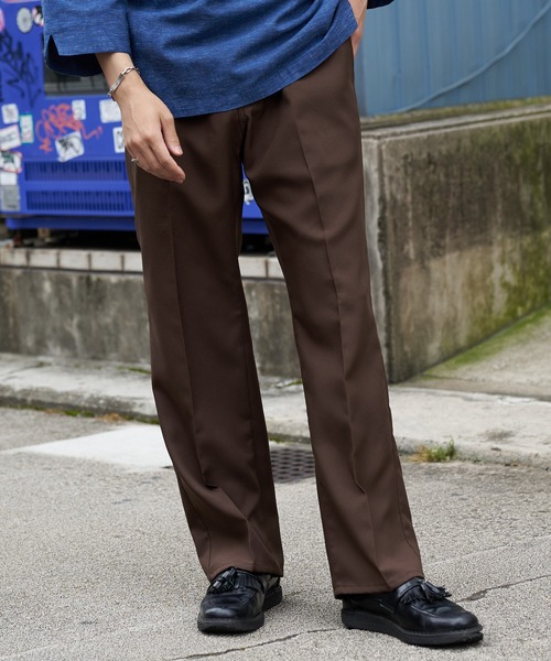 Blue Standard (ブルースタンダード)の「【BLUE STANDARD/ブルースタンダード】接触冷感 ポリトロセミフレアパンツ センタープレス スラックス ブーツカット ウエストゴム入り(スラックス・メンズ・ブラウン/チャコールグレー/ブラック・SMALL/MEDIUM/LARGE/X-LARGE)」の3枚目の写真