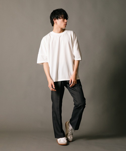 Blue Standard (ブルースタンダード)の「【BLUE STANDARD/ブルースタンダード】接触冷感 ポリトロセミフレアパンツ センタープレス スラックス ブーツカット ウエストゴム入り(スラックス・メンズ・ブラウン/チャコールグレー/ブラック・SMALL/MEDIUM/LARGE/X-LARGE)」の12枚目の写真