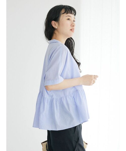 CRAFT STANDARD BOUTIQUE(クラフトスタンダードブティック)の「ペプラムブラウス(シャツ/ブラウス・レディース・サックスブルー/ブルー系その他6/オフホワイト・FREE)」の17枚目の写真