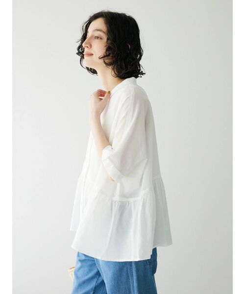 CRAFT STANDARD BOUTIQUE(クラフトスタンダードブティック)の「ペプラムブラウス(シャツ/ブラウス・レディース・サックスブルー/ブルー系その他6/オフホワイト・FREE)」の7枚目の写真