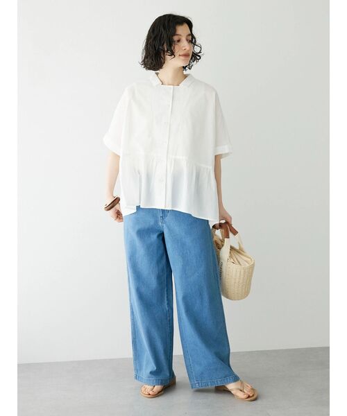 CRAFT STANDARD BOUTIQUE(クラフトスタンダードブティック)の「ペプラムブラウス(シャツ/ブラウス・レディース・サックスブルー/ブルー系その他6/オフホワイト・FREE)」の11枚目の写真