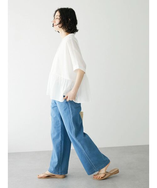 CRAFT STANDARD BOUTIQUE(クラフトスタンダードブティック)の「ペプラムブラウス(シャツ/ブラウス・レディース・サックスブルー/ブルー系その他6/オフホワイト・FREE)」の13枚目の写真