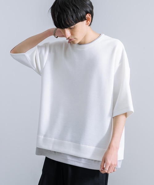 Rocky Monroe（ロッキーモンロー）の「オーバーサイズ フェイクレイヤード 半袖Tシャツ（Tシャツ/カットソー・メンズ・ブルー/ターコイズブルー/オフホワイト/ブラック/グリーン/ライトグレー・M/L）」の3枚目の写真