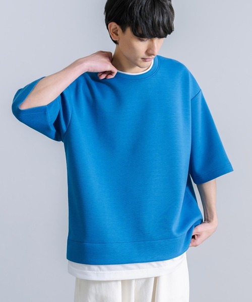 Rocky Monroe（ロッキーモンロー）の「オーバーサイズ フェイクレイヤード 半袖Tシャツ（Tシャツ/カットソー・メンズ・ブルー/ターコイズブルー/オフホワイト/ブラック/グリーン/ライトグレー・M/L）」の2枚目の写真