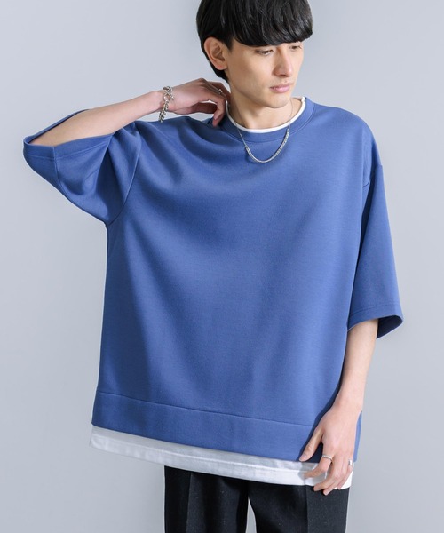 Rocky Monroe（ロッキーモンロー）の「オーバーサイズ フェイクレイヤード 半袖Tシャツ（Tシャツ/カットソー・メンズ・ブルー/ターコイズブルー/オフホワイト/ブラック/グリーン/ライトグレー・M/L）」の6枚目の写真