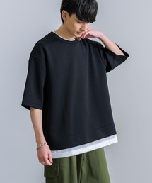 オーバーサイズ フェイクレイヤード 半袖Tシャツ