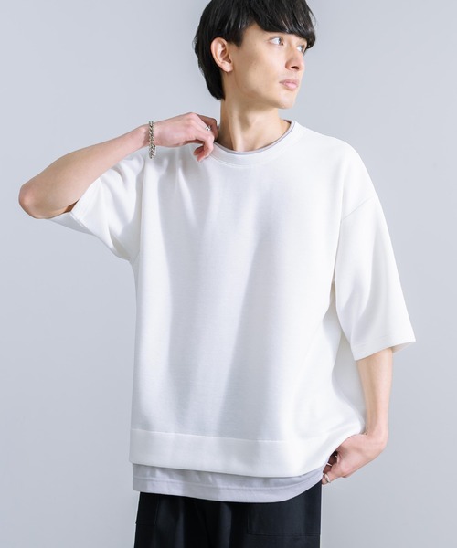 Rocky Monroe（ロッキーモンロー）の「オーバーサイズ フェイクレイヤード 半袖Tシャツ（Tシャツ/カットソー・メンズ・ブルー/ターコイズブルー/オフホワイト/ブラック/グリーン/ライトグレー・M/L）」の17枚目の写真