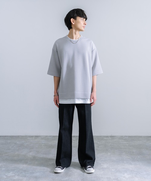 Rocky Monroe（ロッキーモンロー）の「オーバーサイズ フェイクレイヤード 半袖Tシャツ（Tシャツ/カットソー・メンズ・ブルー/ターコイズブルー/オフホワイト/ブラック/グリーン/ライトグレー・M/L）」の11枚目の写真