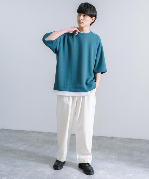 Rocky Monroe（ロッキーモンロー）の「オーバーサイズ フェイクレイヤード 半袖Tシャツ（Tシャツ/カットソー・メンズ・ブルー/ターコイズブルー/オフホワイト/ブラック/グリーン/ライトグレー・M/L）」の13枚目の写真