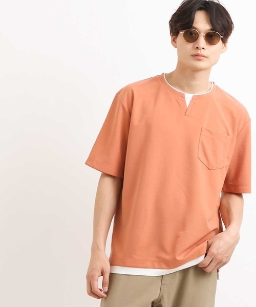 a.v.v(アーヴェヴェ)の「【接触冷感/S-XXL】梨地フェイクレイヤードカットソー(Tシャツ/カットソー・メンズ・ライトグレー/ミント/ブルー/ネイビー/オレンジ・46/48/44/50)」の5枚目の写真