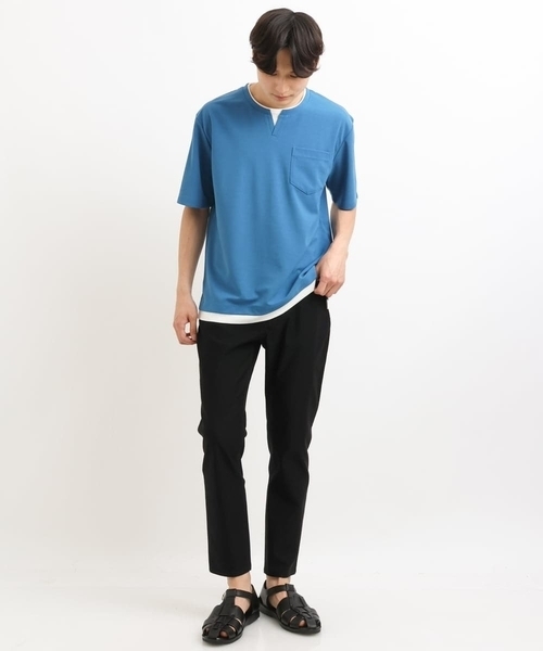 a.v.v(アーヴェヴェ)の「【接触冷感/S-XXL】梨地フェイクレイヤードカットソー(Tシャツ/カットソー・メンズ・ライトグレー/ミント/ブルー/ネイビー/オレンジ・46/48/44/50)」の11枚目の写真