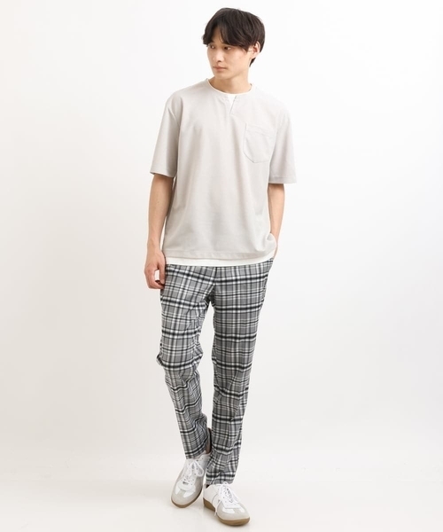 a.v.v(アーヴェヴェ)の「【接触冷感/S-XXL】梨地フェイクレイヤードカットソー(Tシャツ/カットソー・メンズ・ライトグレー/ミント/ブルー/ネイビー/オレンジ・46/48/44/50)」の16枚目の写真