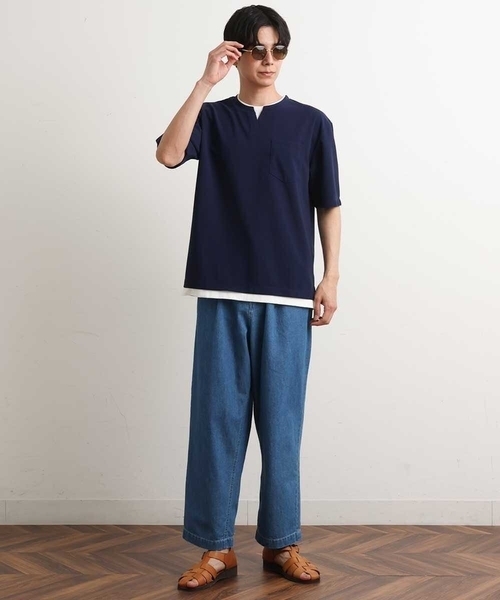 a.v.v(アーヴェヴェ)の「【接触冷感/S-XXL】梨地フェイクレイヤードカットソー(Tシャツ/カットソー・メンズ・ライトグレー/ミント/ブルー/ネイビー/オレンジ・46/48/44/50)」の19枚目の写真