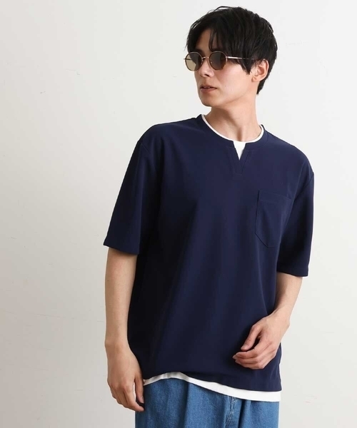 a.v.v(アーヴェヴェ)の「【接触冷感/S-XXL】梨地フェイクレイヤードカットソー(Tシャツ/カットソー・メンズ・ライトグレー/ミント/ブルー/ネイビー/オレンジ・46/48/44/50)」の21枚目の写真
