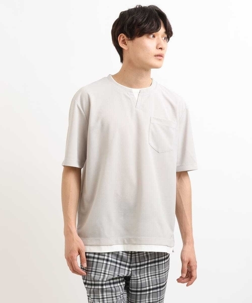 a.v.v(アーヴェヴェ)の「【接触冷感/S-XXL】梨地フェイクレイヤードカットソー(Tシャツ/カットソー・メンズ・ライトグレー/ミント/ブルー/ネイビー/オレンジ・46/48/44/50)」の22枚目の写真