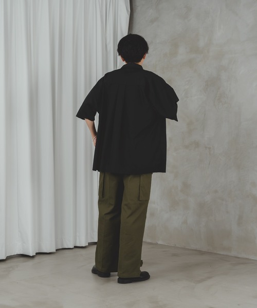 【mybeautifullandlet】オーバーサイズカットオフポロシャツ My Beautiful Landlet インドコットンロングスリーブビッグポロ