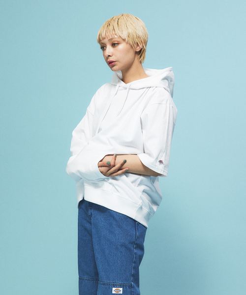 【JEMORGAN /ジェーイーモーガン】ヘビーウエイト袖ワッペン付きドロップショルダーTパーカー/フーディ（Tシャツ/カットソー）｜JEMORGAN（ジェーイーモーガン）