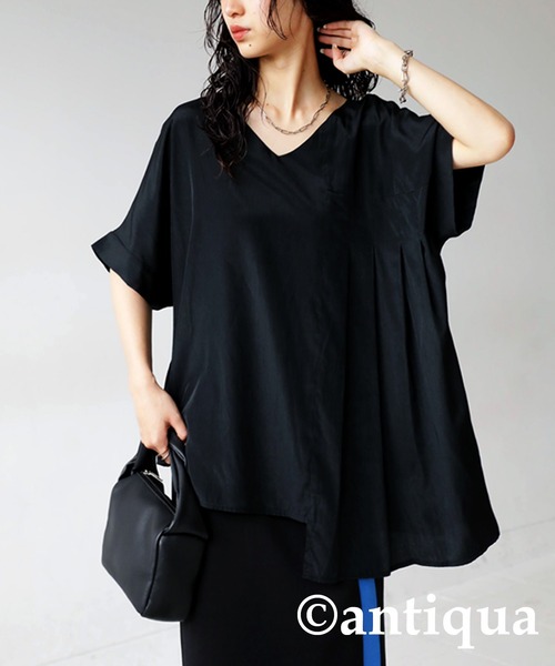 antiqua(アンティカ)の「アシメプリーツトップス(Tシャツ/カットソー・レディース・ブルー/アイボリー/ブラック/グリーン系その他・FREE)」の11枚目の写真