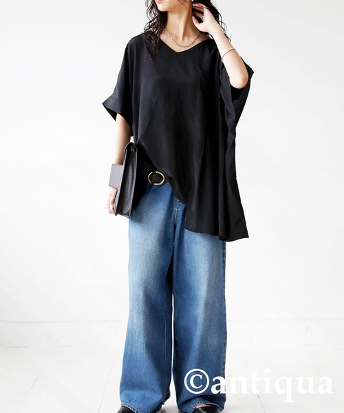 antiqua(アンティカ)の「アシメプリーツトップス(Tシャツ/カットソー・レディース・ブルー/アイボリー/ブラック/グリーン系その他・FREE)」の15枚目の写真