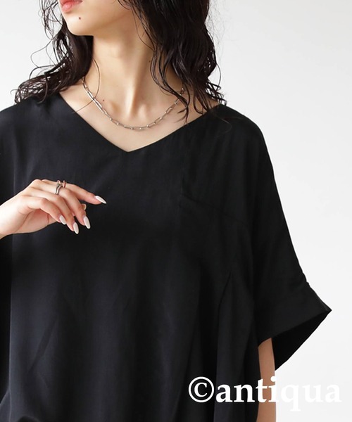 antiqua(アンティカ)の「アシメプリーツトップス(Tシャツ/カットソー・レディース・ブルー/アイボリー/ブラック/グリーン系その他・FREE)」の14枚目の写真
