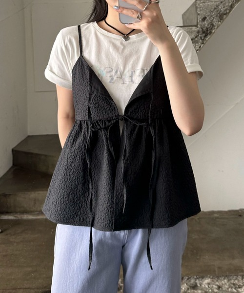 EPIMI E'PIMMY（エピミエピミー）の「マルチデニムリボンキャミソール（キャミソール・レディース・ロイヤルブルー/アイボリー/ブラック/グレー/ブラック系その他・MEDIUM）」の5枚目の写真