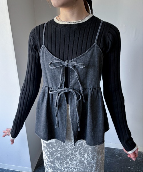 EPIMI E'PIMMY（エピミエピミー）の「マルチデニムリボンキャミソール（キャミソール・レディース・ロイヤルブルー/アイボリー/ブラック/グレー/ブラック系その他・MEDIUM）」の8枚目の写真