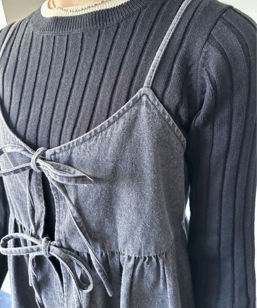 EPIMI E'PIMMY（エピミエピミー）の「マルチデニムリボンキャミソール（キャミソール・レディース・ロイヤルブルー/アイボリー/ブラック/グレー/ブラック系その他・MEDIUM）」の10枚目の写真