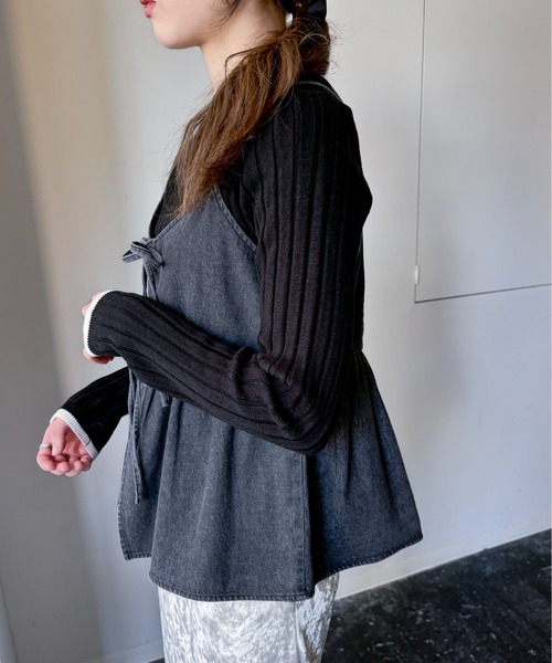 EPIMI E'PIMMY（エピミエピミー）の「マルチデニムリボンキャミソール（キャミソール・レディース・ロイヤルブルー/アイボリー/ブラック/グレー/ブラック系その他・MEDIUM）」の9枚目の写真