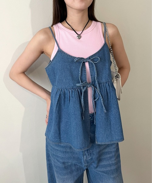 EPIMI E'PIMMY（エピミエピミー）の「マルチデニムリボンキャミソール（キャミソール・レディース・ロイヤルブルー/アイボリー/ブラック/グレー/ブラック系その他・MEDIUM）」の7枚目の写真