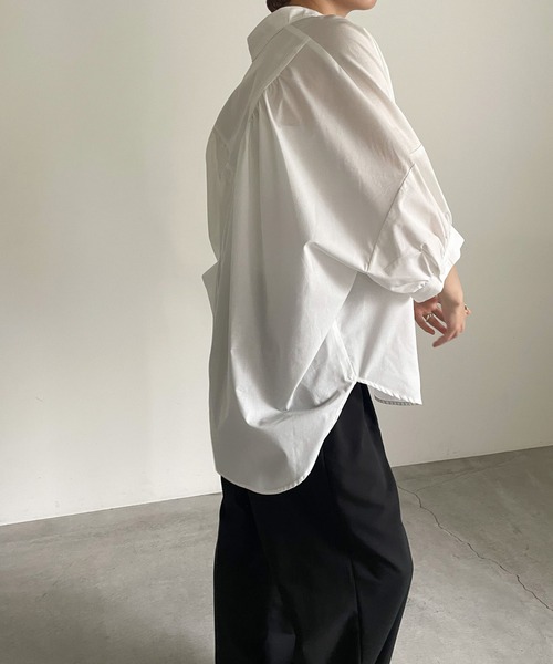 cona（コナ）の「スタンドギャザーVネックブラウス（シャツ/ブラウス・レディース・パープル/ブルー/オフホワイト・FREE）」の8枚目の写真