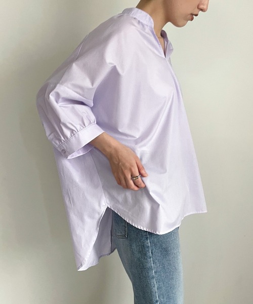 cona（コナ）の「スタンドギャザーVネックブラウス（シャツ/ブラウス・レディース・パープル/ブルー/オフホワイト・FREE）」の10枚目の写真
