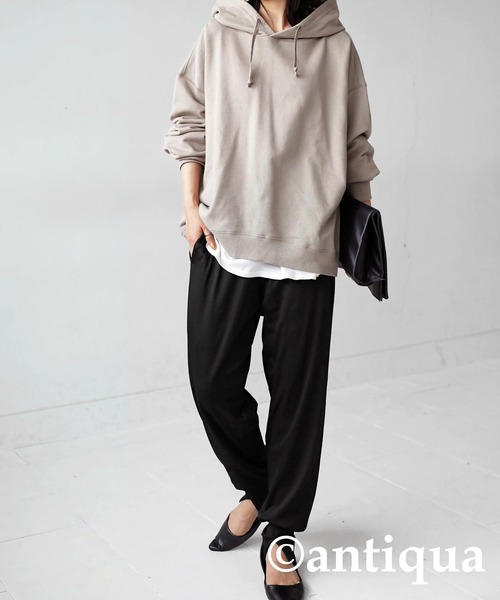antiqua(アンティカ)の「裾スリットリブパンツ(その他パンツ・レディース・ブラック/ダークカーキ・M/L)」の8枚目の写真