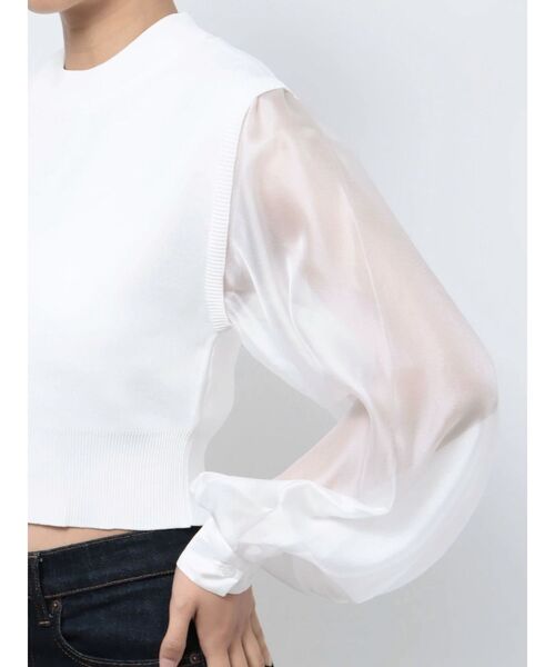 MURUA（ムルーア）の「シャイニースリーブドッキングニット（ニット/セーター・レディース・ブラック/ホワイト/ブルー・FREE）」の18枚目の写真