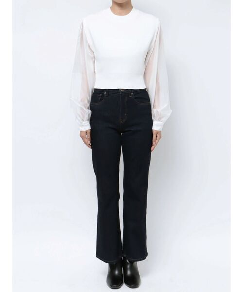 MURUA（ムルーア）の「シャイニースリーブドッキングニット（ニット/セーター・レディース・ブラック/ホワイト/ブルー・FREE）」の16枚目の写真